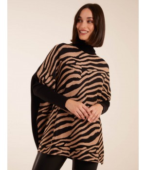 Zebra Print Roll Neck Jumper